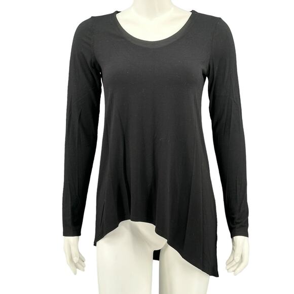 Eileen Fisher Top Womens XS Black Tunic Hi Lo Hem Stretch Lagenlook Minimalist - Picture 1 of 8